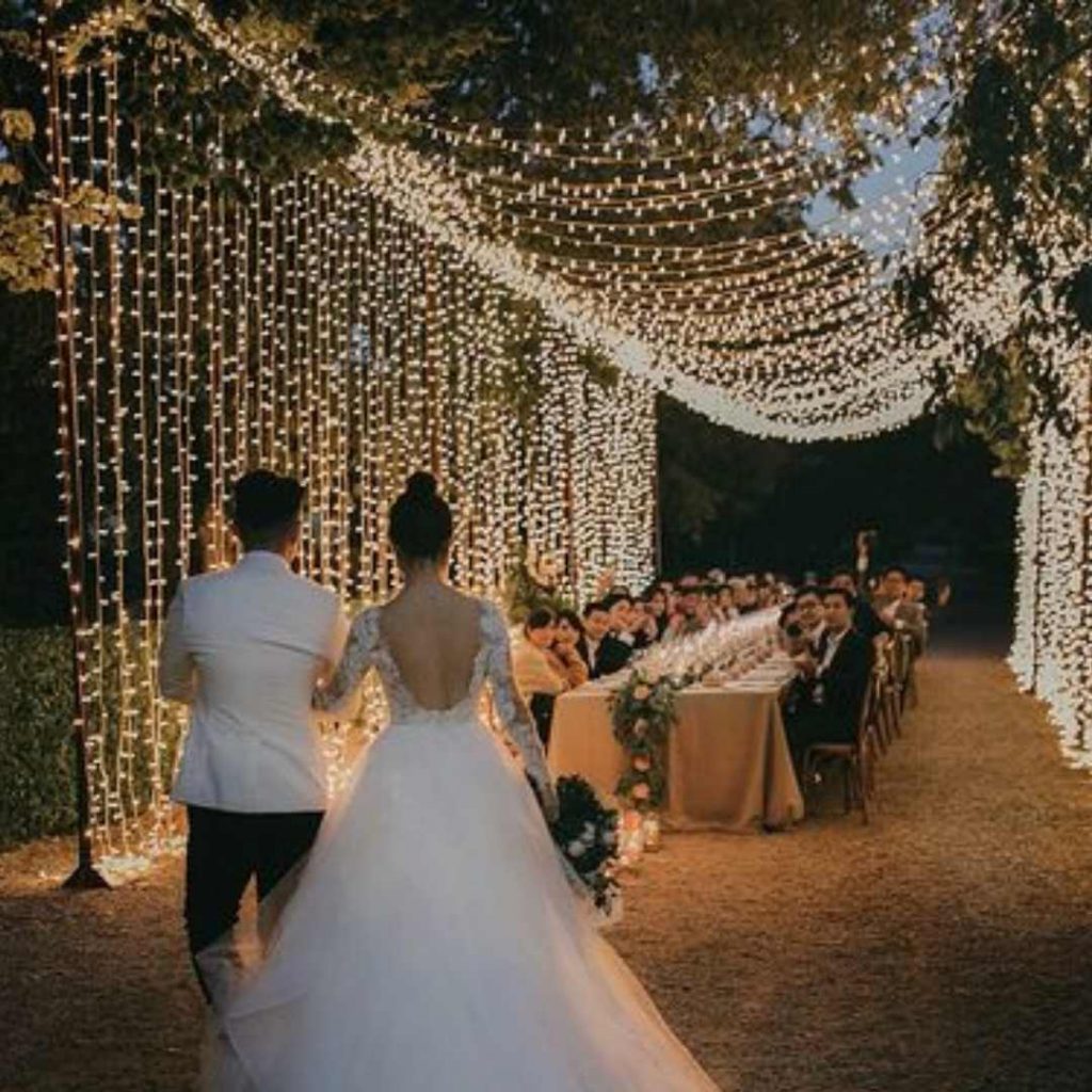 Stunning fairy lights at wedding