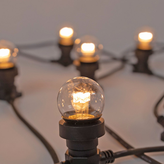 Festoons with black cable