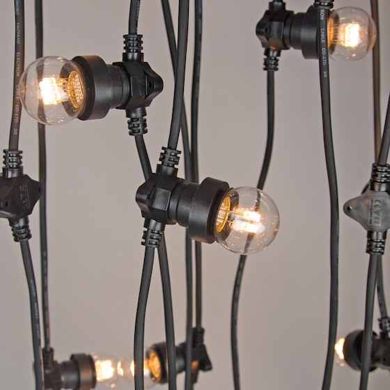 Festoon lights with black cable